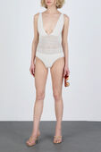 One-Piece Crochet Swimsuit in Ivory